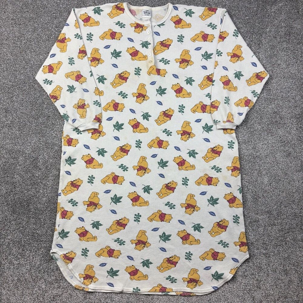 Vintage Winnie The Pooh Thermal Shirt Women's XL Disney Store Long Sleeve Waffle